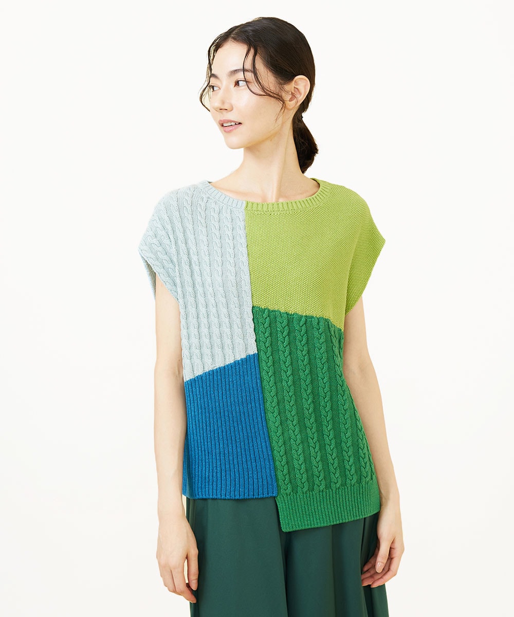 Asymmetrical patchwork knit