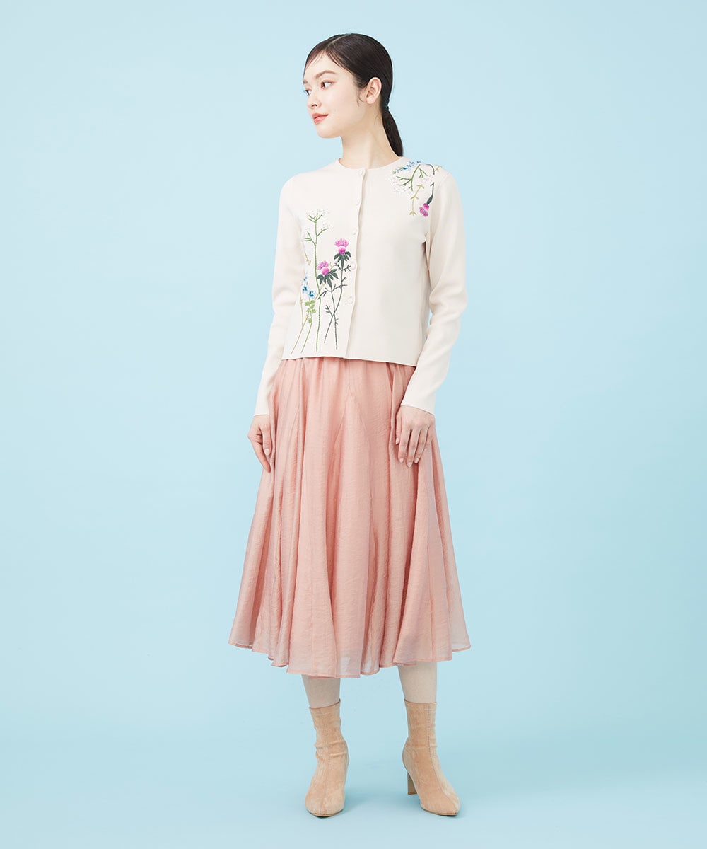 Flower embroidery knit cardigan