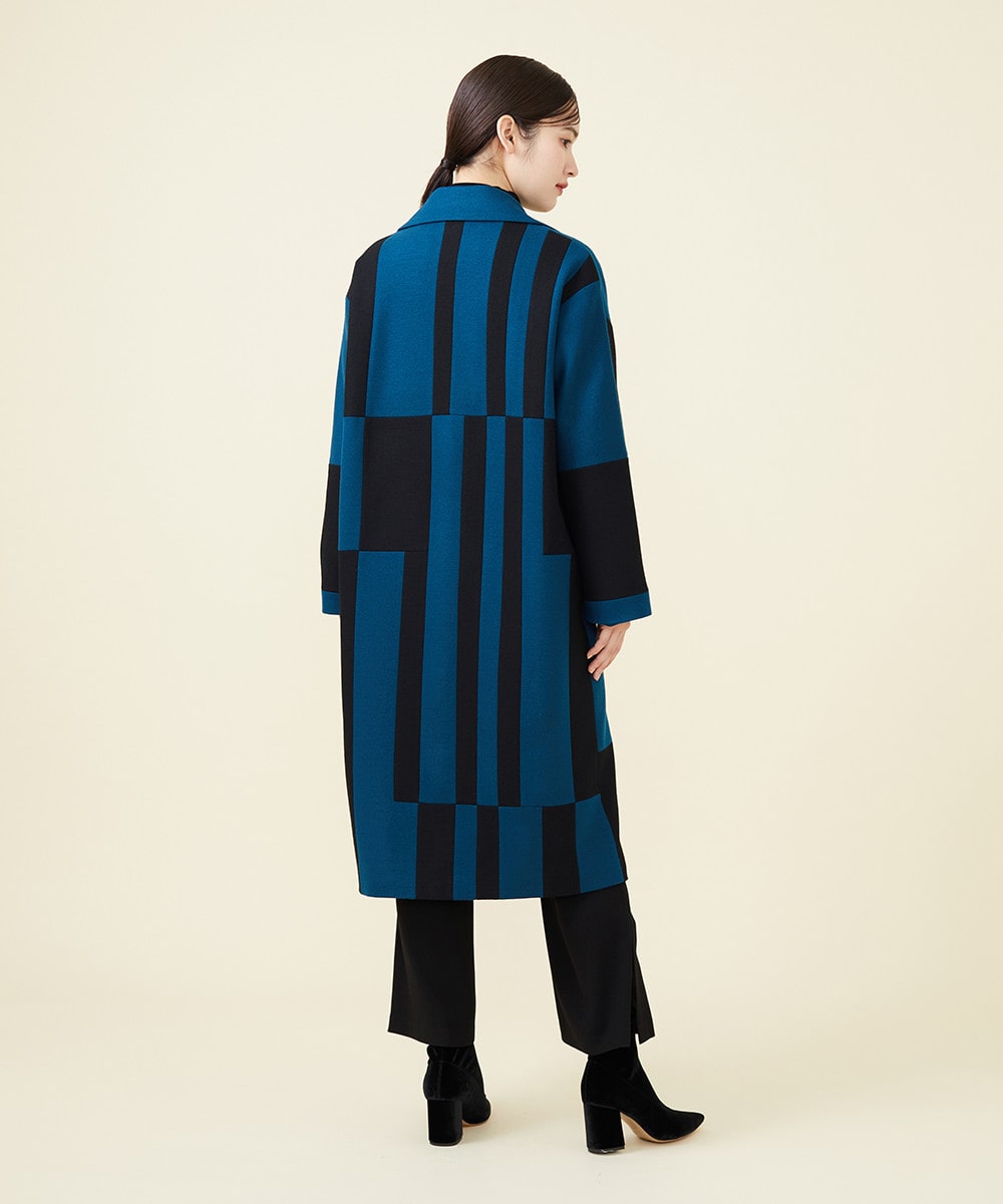Blue & black patchwork coat