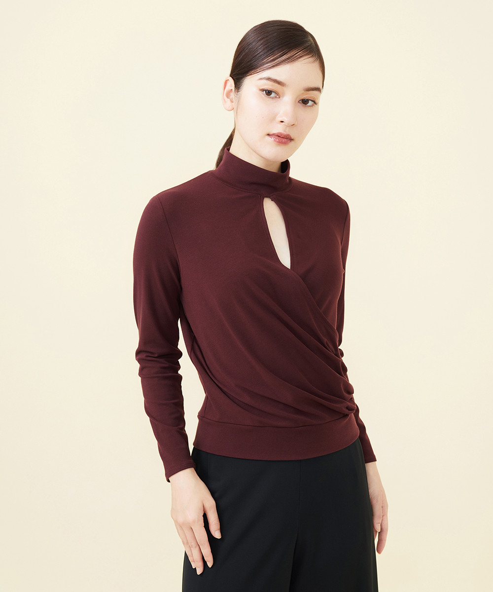 Keyhole wrap jersey top