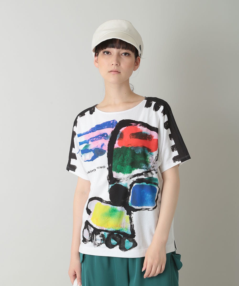 ヒロココシノ 半袖 Tシャツ レディース 幾何学模様 夏 カラフル 日本製