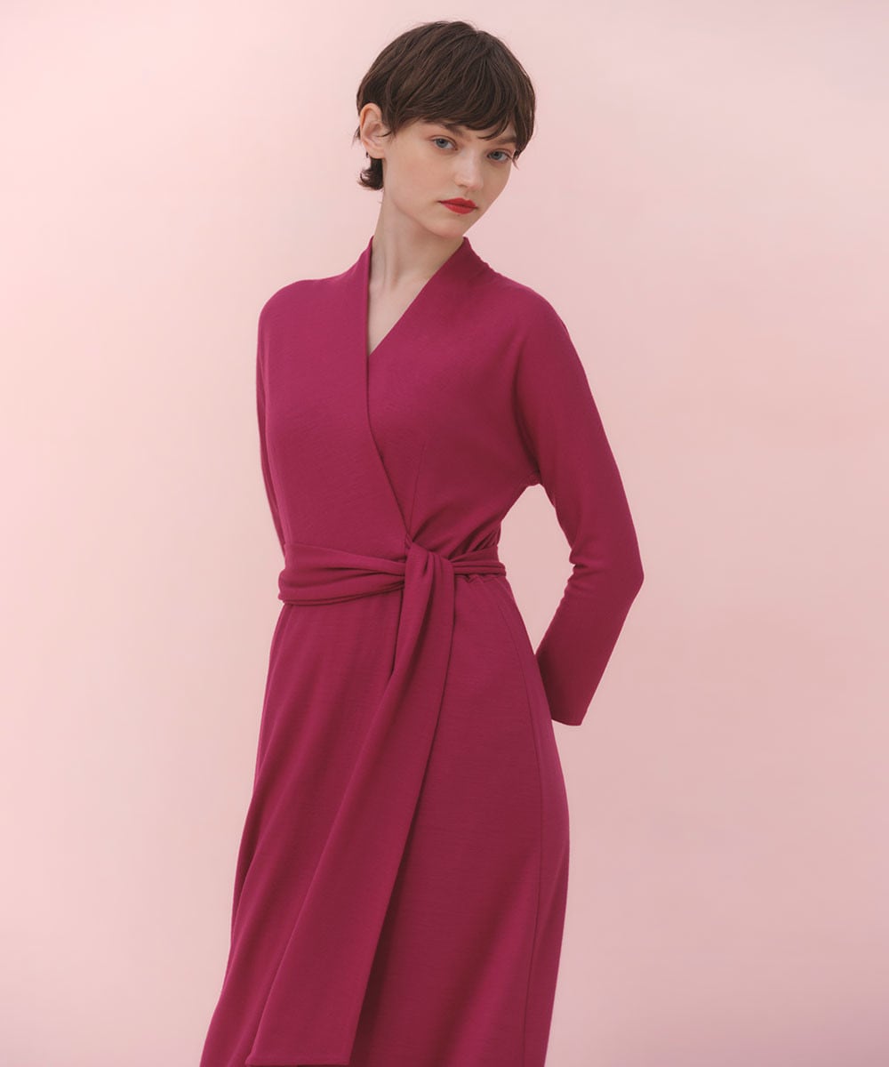 Pink wrap jersey dress