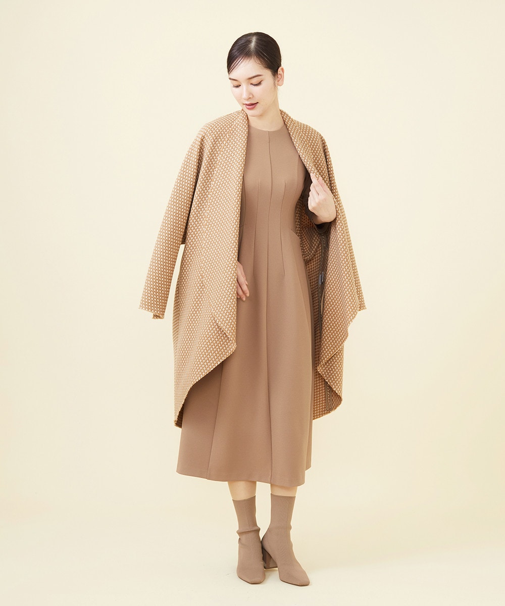 Cross tweed cocoon coat