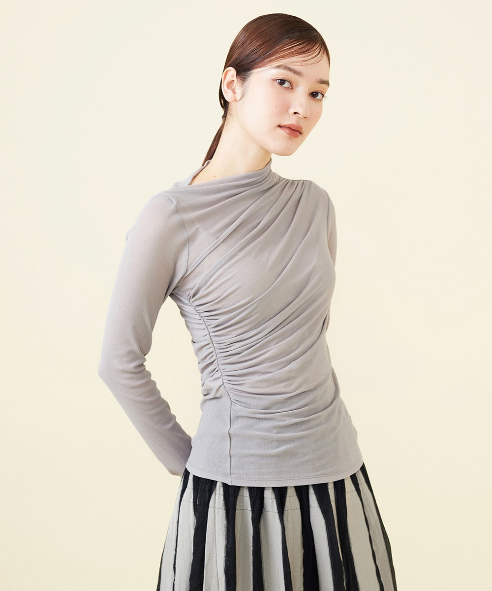 Asymmetric jersey top