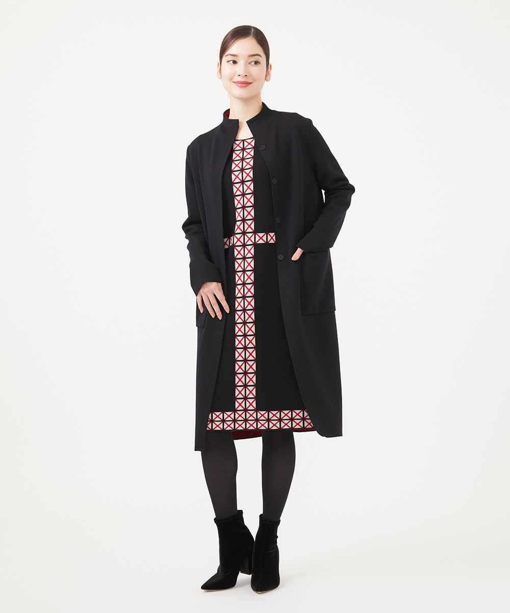 Bi-color knit jacquard coat