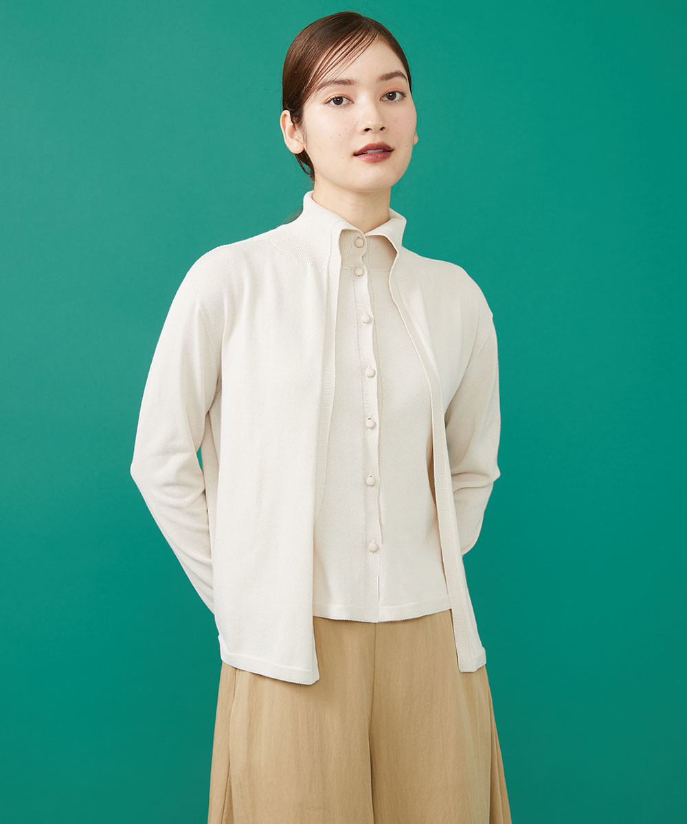 Trompe l'oeil ivory layered knit