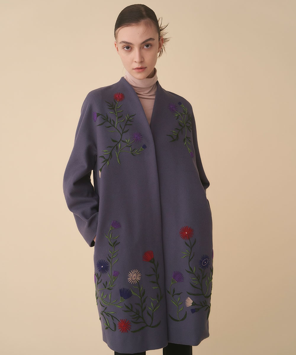 Flower embroidery coat
