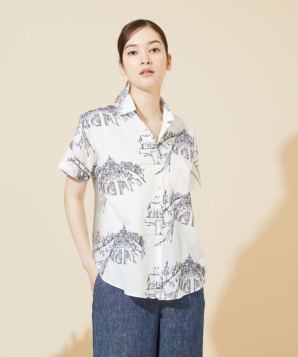 Townscape embroidery shirt