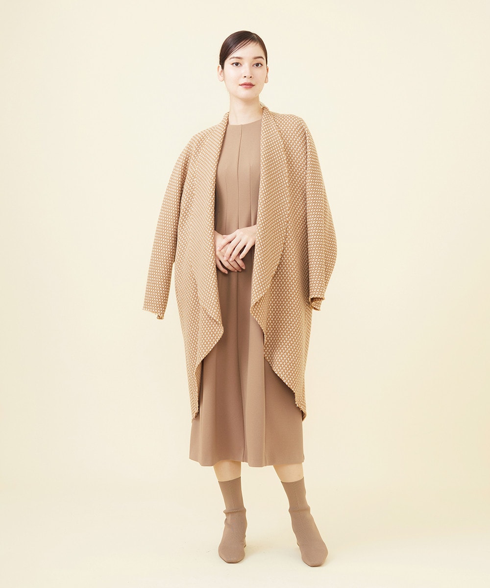 Cross tweed cocoon coat