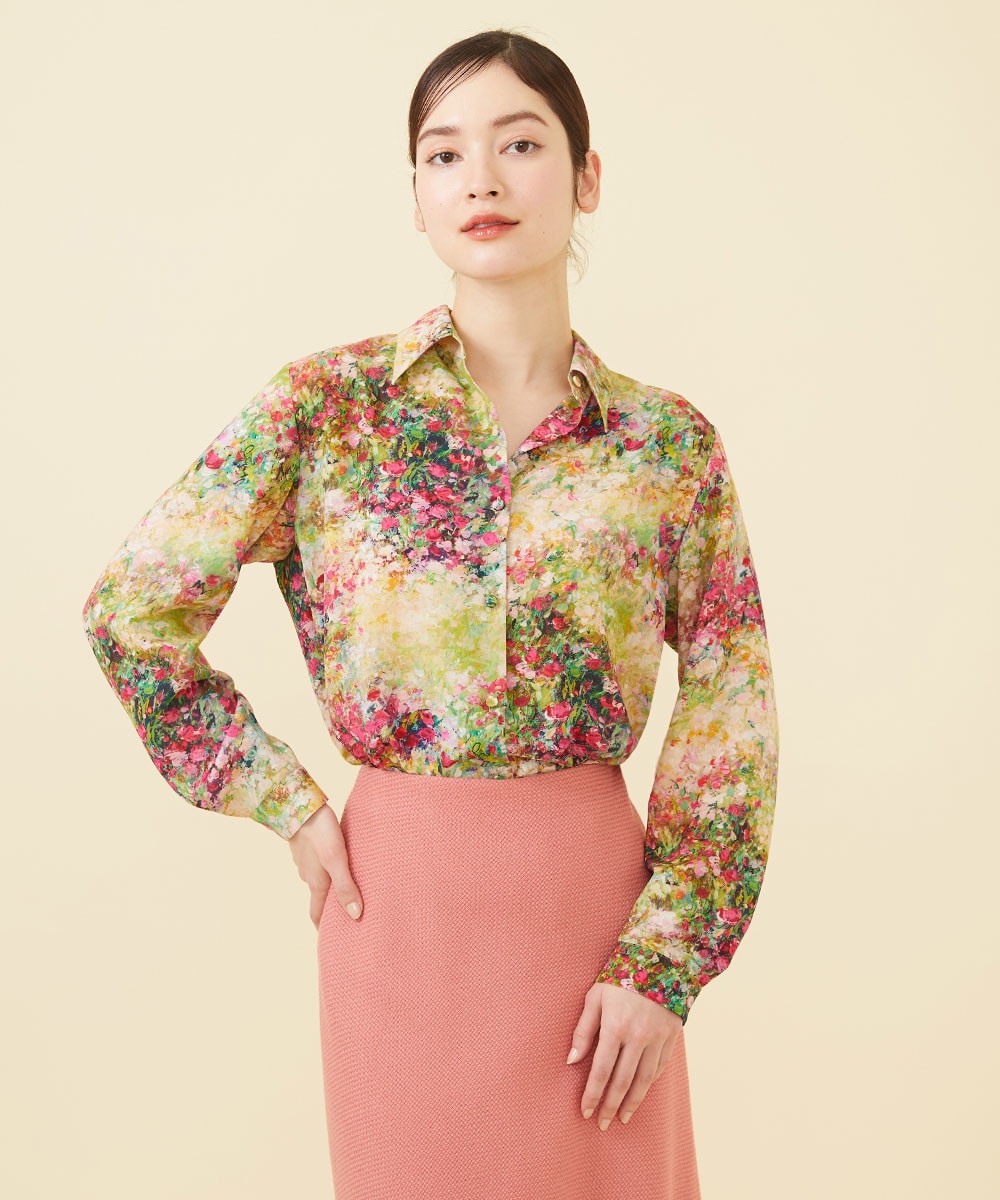 Wild rose print blouse