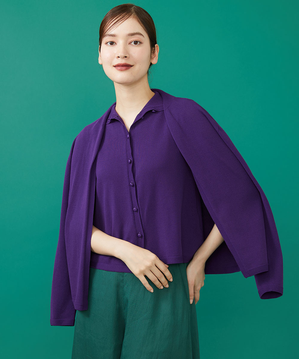 Trompe l'oeil purple layered knit