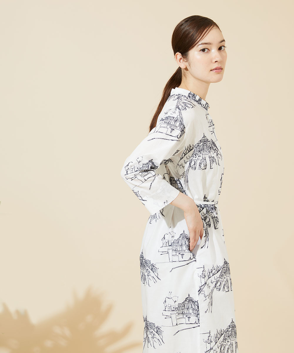 Townscape embroidery dress