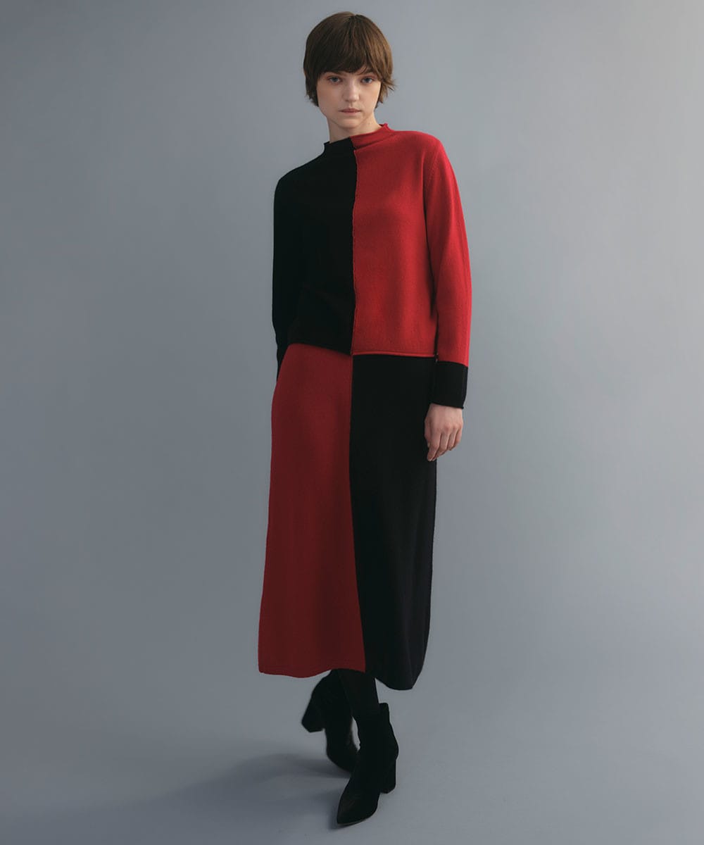 Wool cashmere bi-color knit set