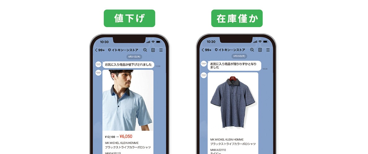 値下げ・在庫情報をLINEで受け取りイメージ画像