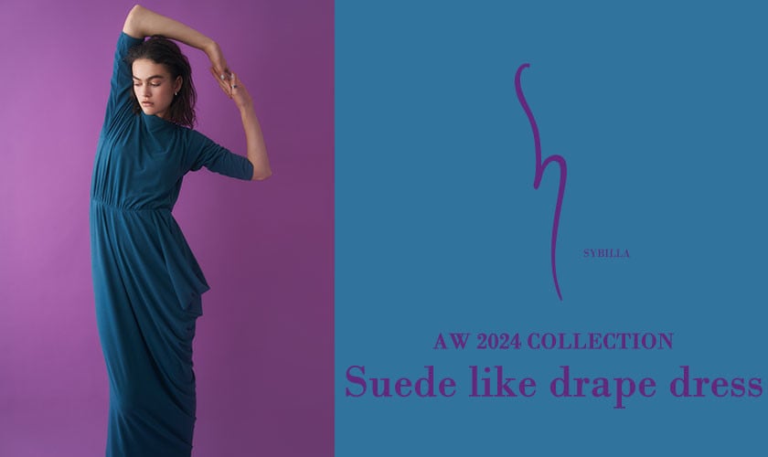 【S SYBILLA】AW24 - Suede like drape dress -