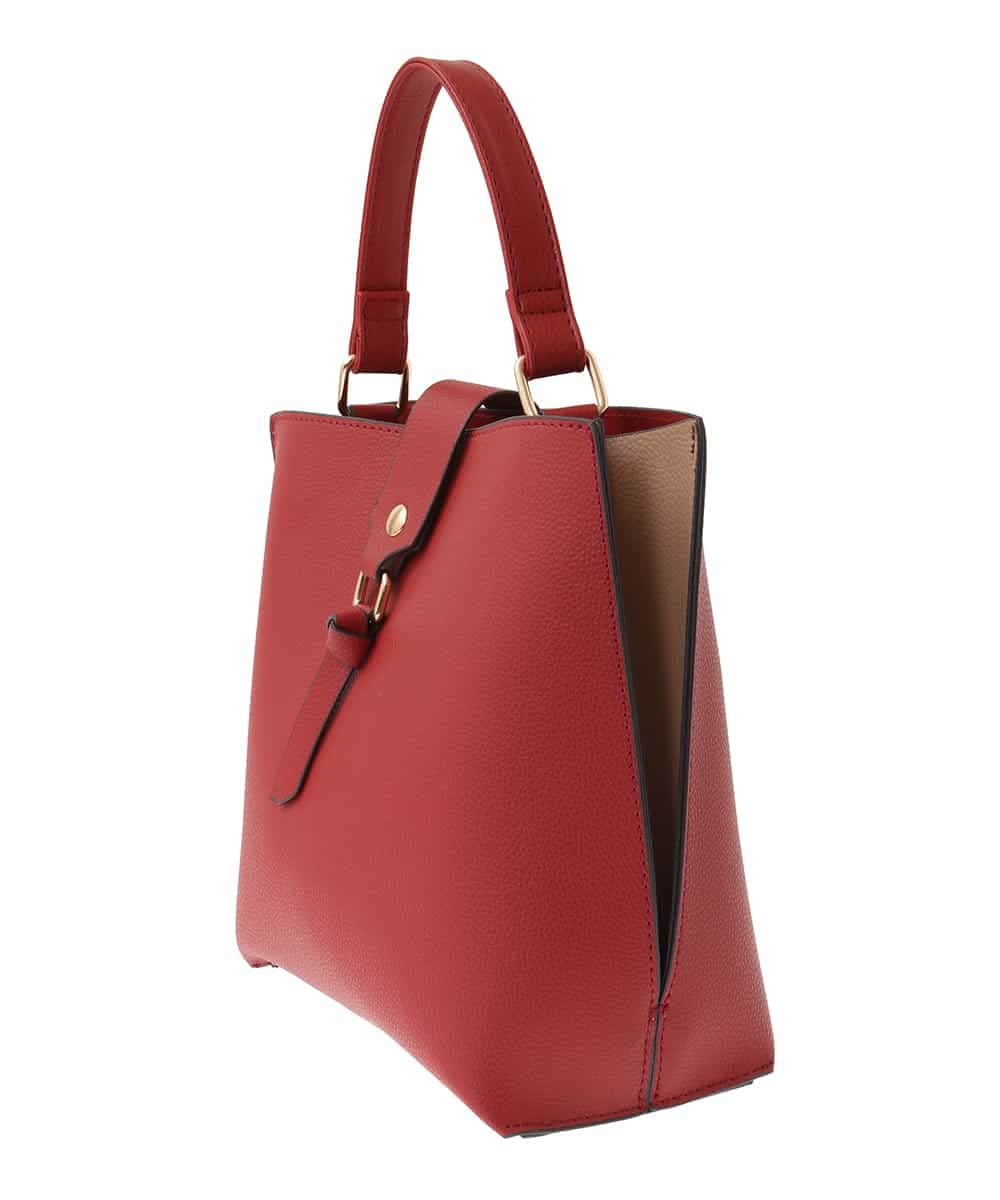 BJCJV86150 MK MICHEL KLEIN BAG(MK ミッシェルクラン バッグ) [2WAY/軽量]バイカラースクエアハンドバッグ レッド