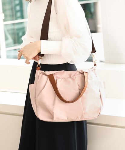 BJCJV91150 MK MICHEL KLEIN BAG [2WAY/500mlペットボトルより軽い]タックギャザーコンパクトトートバッグ