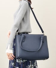 BKBAA02180 MK MICHEL KLEIN BAG(MK ミッシェルクラン バッグ) [2WAY]合成皮革エレガントスクエアトートバッグ ネイビー