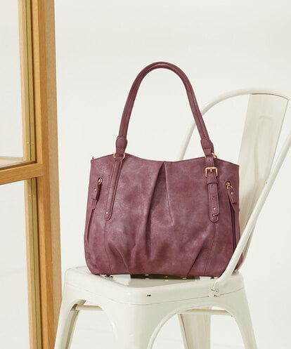 BKBAA26160 MK MICHEL KLEIN BAG [2WAY]タックラウンドトートバッグ