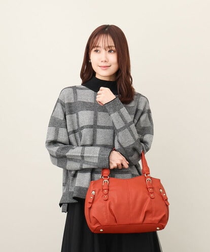 BKCAA04140 MK MICHEL KLEIN BAG [2WAY]ベルトアクセントラウンドトートバッグ