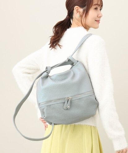 BKCAA28155 MK MICHEL KLEIN BAG [2WAY/軽量]パンチングデザイン変形ミニトートバッグ