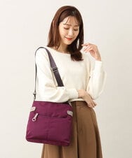 BKRAA90140 MK MICHEL KLEIN BAG(MK ミッシェルクラン バッグ) [撥水/500g以下の軽量]アクセントレザースクエアショルダーバッグ パープル×ベージュ