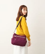 BKRAA94150 MK MICHEL KLEIN BAG(MK ミッシェルクラン バッグ) [撥水/500g以下の軽量]アクセントレザーショルダーバッグ パープル×ベージュ