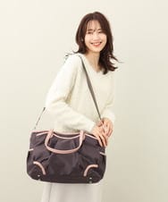 BKRAA98220 MK MICHEL KLEIN BAG(MK ミッシェルクラン バッグ) [2WAY/撥水加工]マルチポケットナイロントートバッグ ブラウン×ピンク