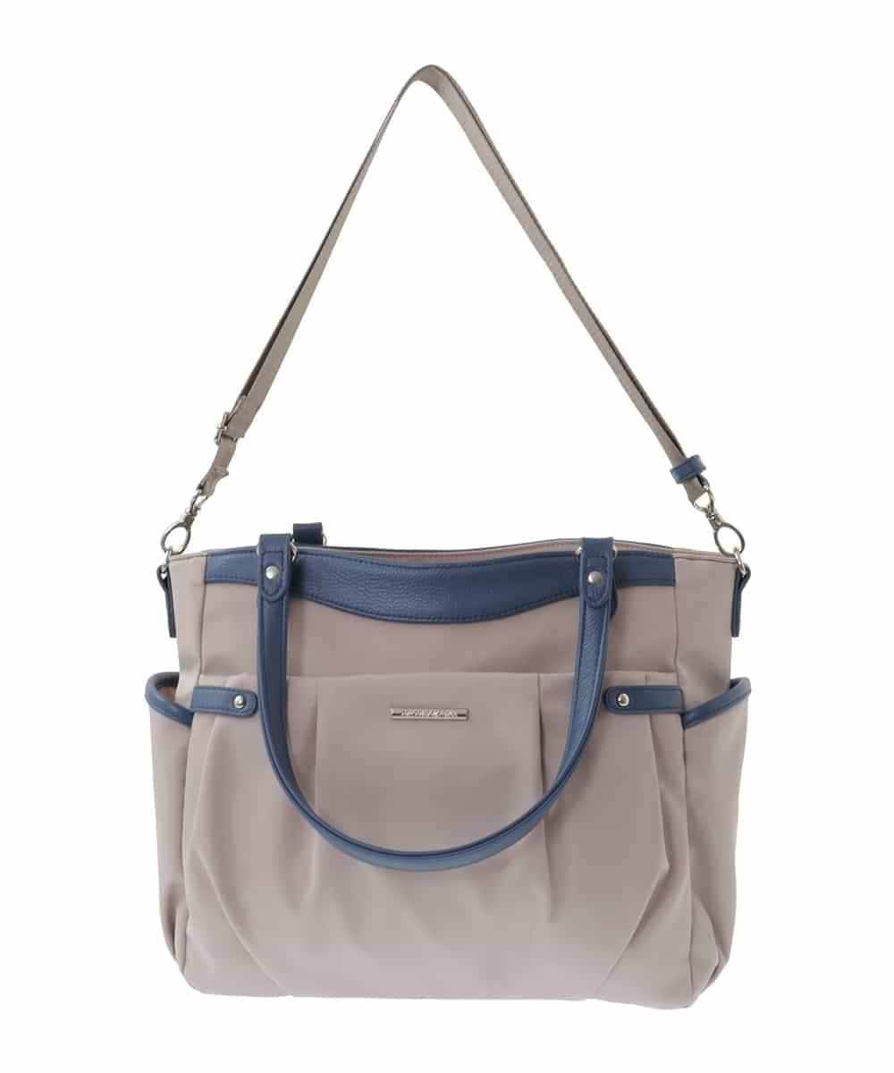 BKRGA31180 MK MICHEL KLEIN BAG(MK ミッシェルクラン バッグ) [撥水/2WAY]サイドポケットパイピングバッグ ブルー