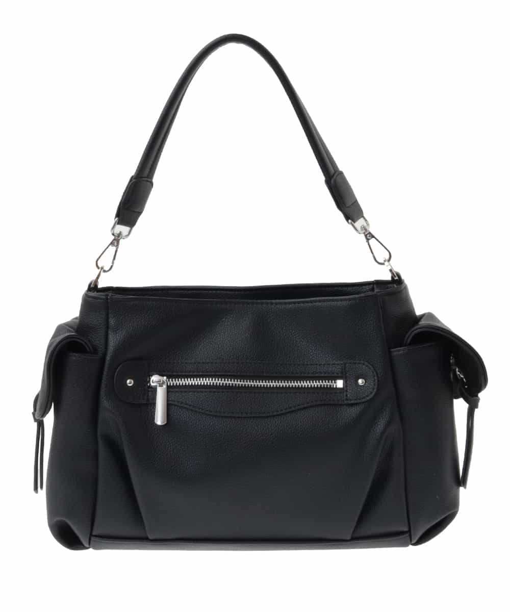 BPCLV94160 MK MICHEL KLEIN BAG(MK ミッシェルクラン バッグ) [2WAY]サイドポケットデザイン合成皮革バッグ ブラック