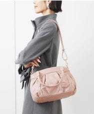 BPKAA08290 MK MICHEL KLEIN BAG(MK ミッシェルクラン バッグ) [2WAY]タックアクセント牛革トートバッグ ピンク