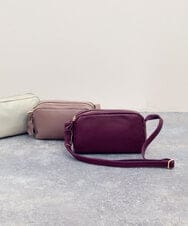 BPKAA31200 MK MICHEL KLEIN BAG(MK ミッシェルクラン バッグ) ダブルファスナーカウレザーショルダーバッグ パープル