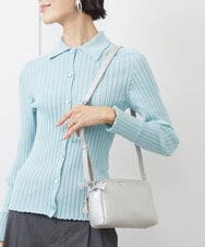 BPKAA31200 MK MICHEL KLEIN BAG(MK ミッシェルクラン バッグ) ダブルファスナーカウレザーショルダーバッグ シルバー