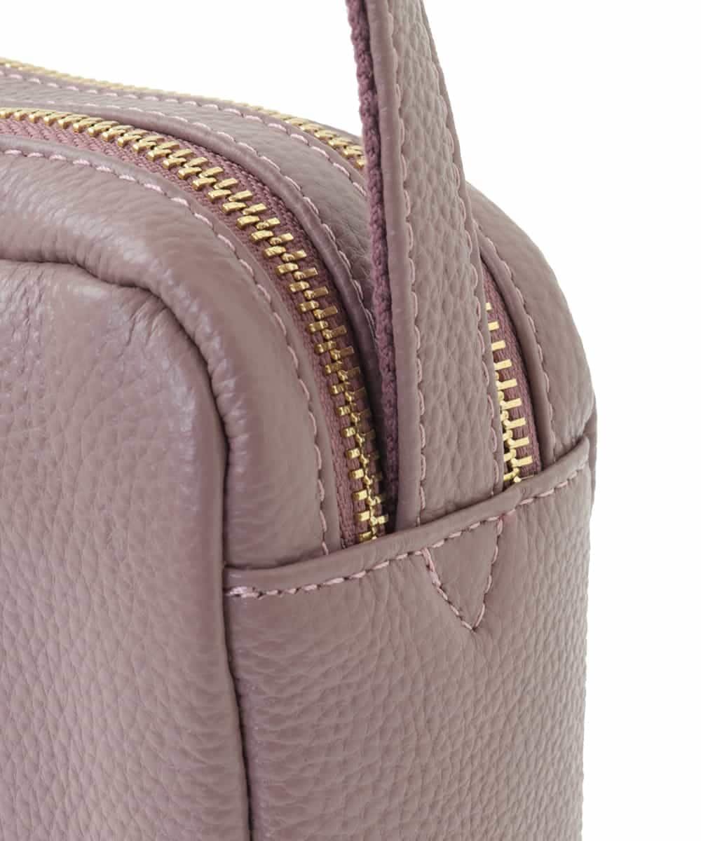 BPKAA31200 MK MICHEL KLEIN BAG(MK ミッシェルクラン バッグ) ダブルファスナーカウレザーショルダーバッグ ラベンダー