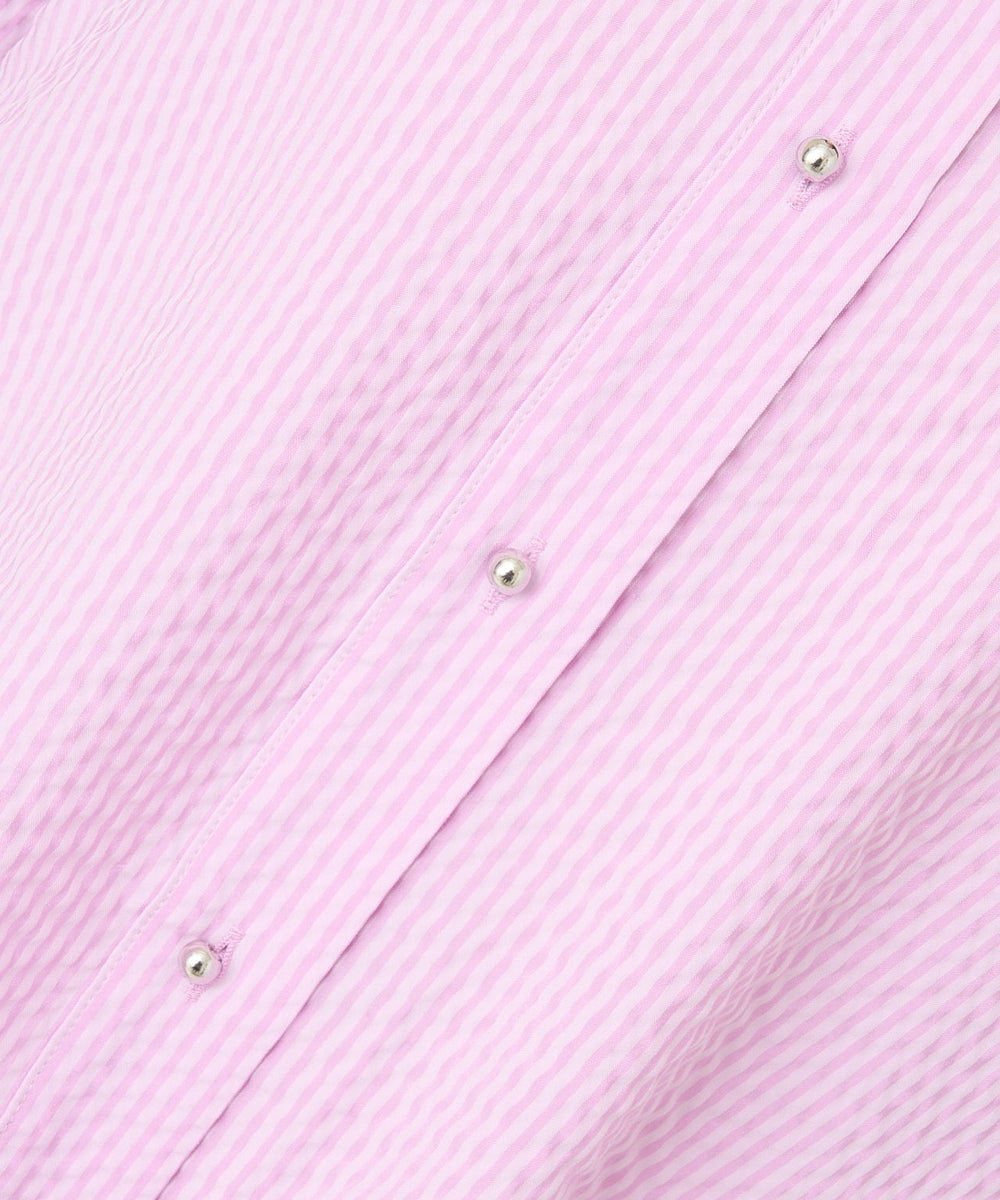 F1BFV20130 MK MICHEL KLEIN(小さいサイズ)(メゾン ドゥ サンク) 【小さいサイズ】カラーストライプ柄ブラウス/洗える ピンク