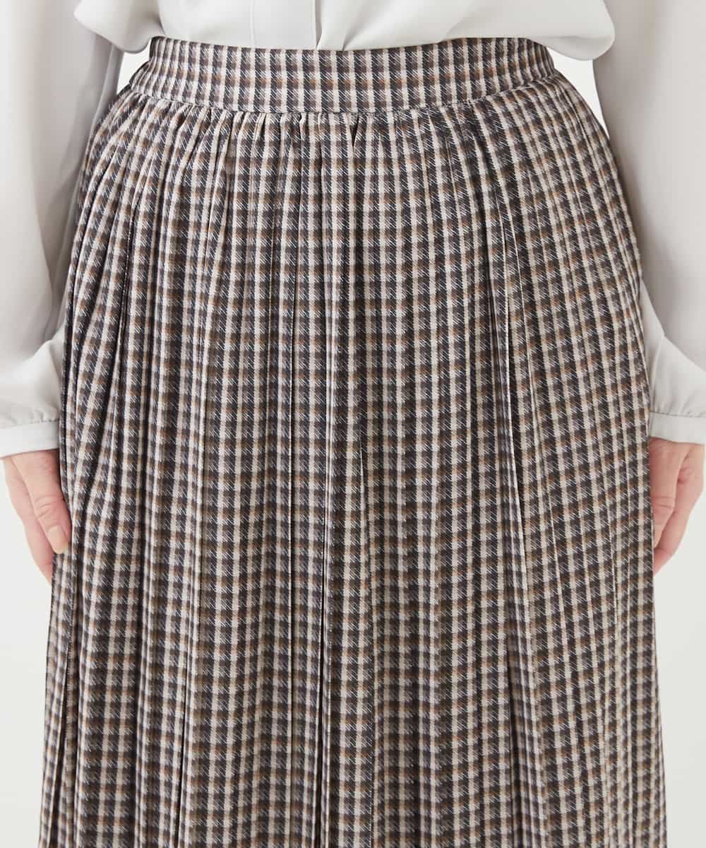 小さいサイズ/洗える】チェック柄プリーツスカート(ミモレ丈スカート