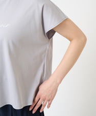 F1KGV60075 MK MICHEL KLEIN(小さいサイズ)(メゾン ドゥ サンク) 【小さいサイズ】フレンチスリーブ ロゴTシャツ/接触冷感/洗える/きれいめ派に ホワイト