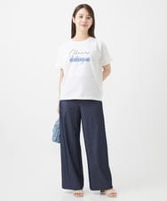 F1KIV70075 MK MICHEL KLEIN(小さいサイズ)(メゾン ドゥ サンク) 【小さいサイズ】スクエアプリントロゴTシャツ/洗える ベージュ