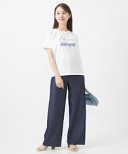 F1KIV70075 MK MICHEL KLEIN(小さいサイズ)(メゾン ドゥ サンク) 【小さいサイズ】スクエアプリントロゴTシャツ/洗える ベージュ