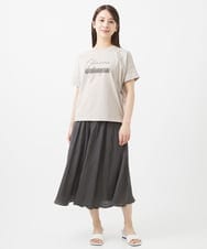 F1KIV70075 MK MICHEL KLEIN(小さいサイズ)(メゾン ドゥ サンク) 【小さいサイズ】スクエアプリントロゴTシャツ/洗える ベージュ