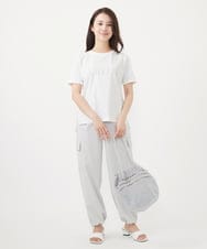 F1KJV20075 MK MICHEL KLEIN(小さいサイズ)(メゾン ドゥ サンク) 【小さいサイズ】フロッキープリントロゴTシャツ/洗える ホワイト