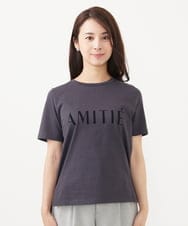 F1KJV20075 MK MICHEL KLEIN(小さいサイズ)(メゾン ドゥ サンク) 【小さいサイズ】フロッキープリントロゴTシャツ/洗える ホワイト