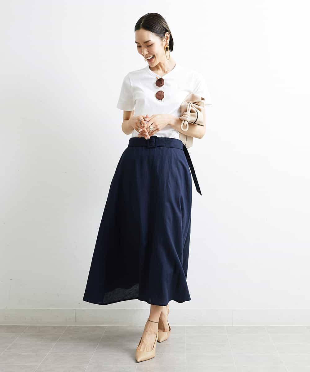 小さいサイズ]リネンロングフレアスカート（YURI KOBAYASHIコラボ 