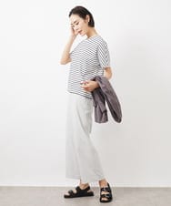 F6KGB05150 MICHEL KLEIN(小さいサイズ)(メゾン ドゥ サンク) [小さいサイズ]ワンポイント刺繍ボーダーTシャツ ブラック