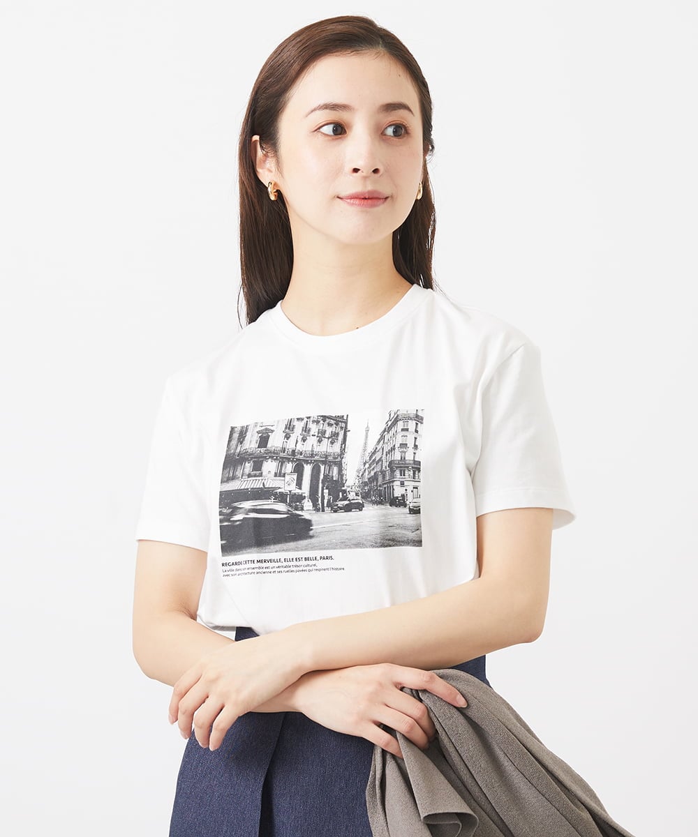 F6KJV40120 MICHEL KLEIN(小さいサイズ)(メゾン ドゥ サンク) [小さいサイズ]フォトプリントTシャツ ホワイト(90)