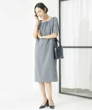 FMEAA11360 MICHEL KLEIN(ミッシェルクラン) ストレッチスクエアネックワンピース(セットアップ対応) ネイビー(57)