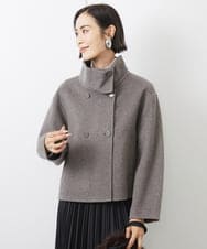 FMJAA06540 MICHEL KLEIN(ミッシェルクラン) SUPER100sラムウールスタンドカラーショートコート モカ