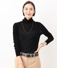 FMKAA36160 MICHEL KLEIN(ミッシェルクラン) ナイロンチュールフロッキーハイネックカットソー ブラック