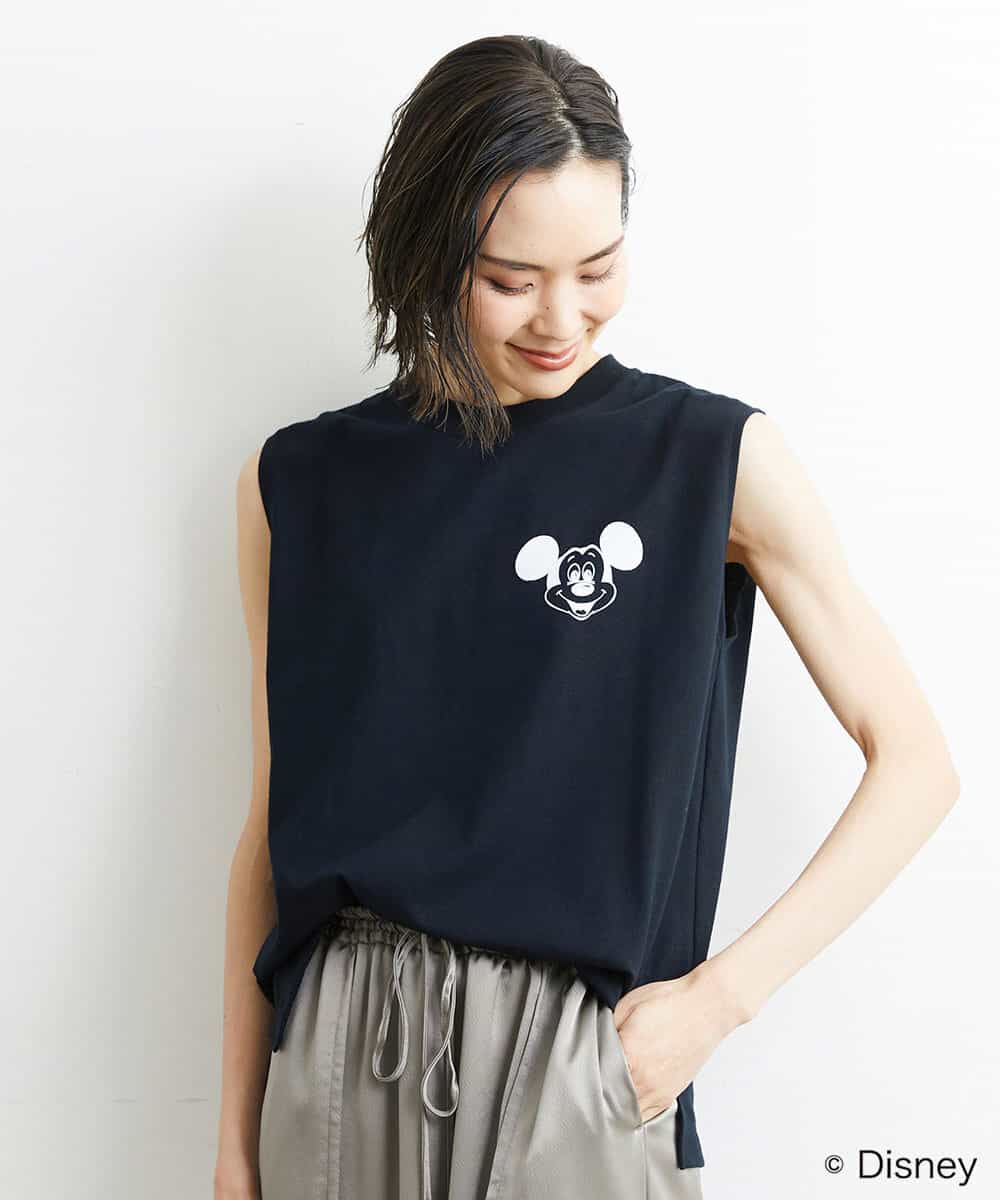 MICHEL KLEIN公式/カットソー/Tシャツ/【DISNEY/ディズニー ミッキーマウス】ノースリーブカットソー(WEB限定)/ブラック/黒/ミッシェルクラン/レディース