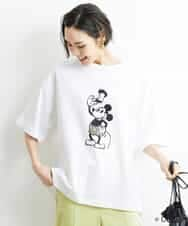 FMKGS66130 MICHEL KLEIN(ミッシェルクラン) ［DISNEY/ディズニー ミッキーマウス］オーバーサイズTシャツ（WEB限定） ホワイト(90)